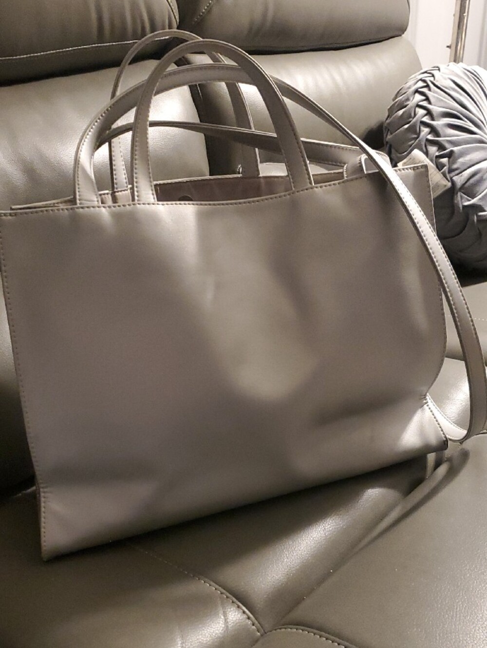 Telfar Gray Embossed Logo Tote - Picture 2 of 6